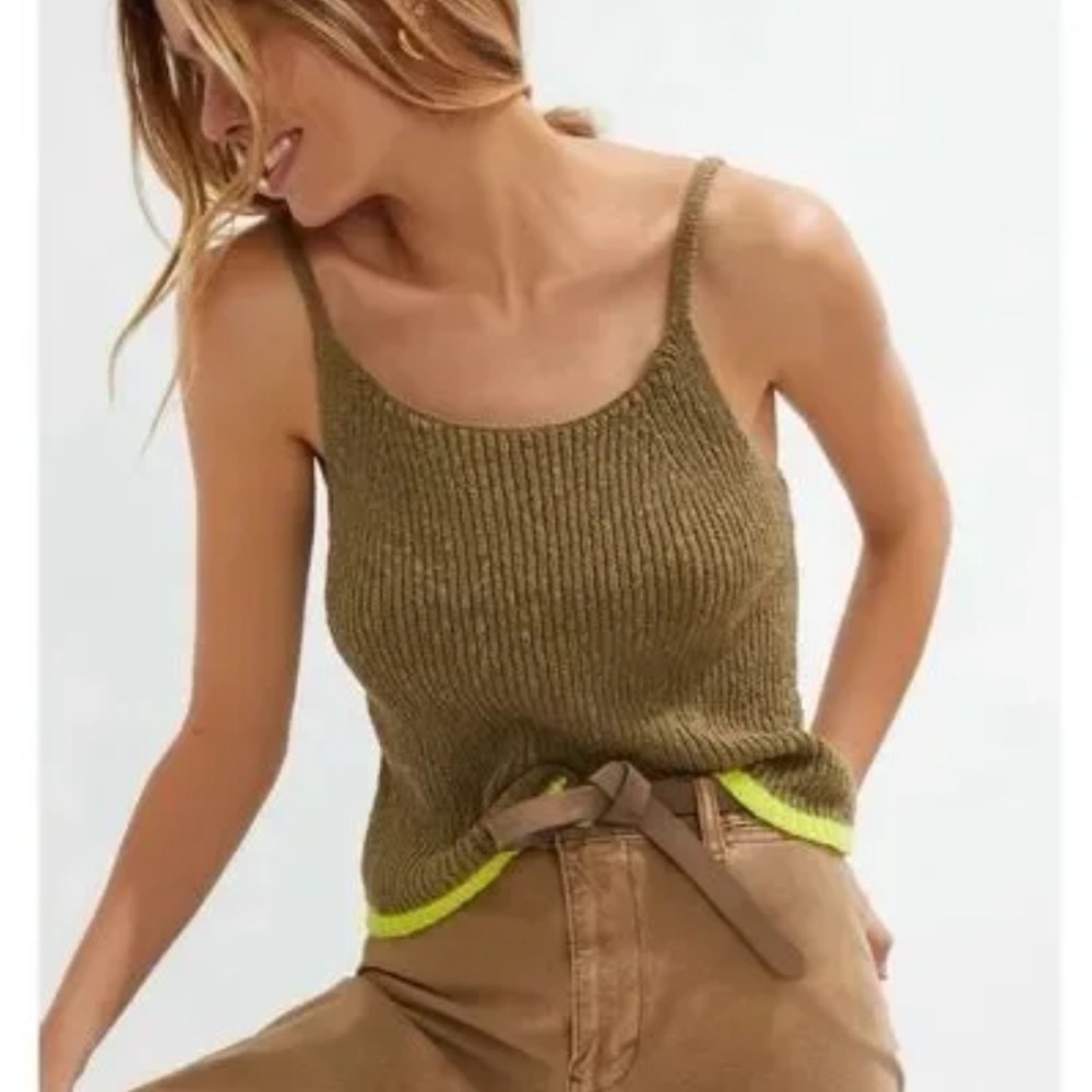 Anthropologie Knit Tank Women’s Small Olive Green Lime